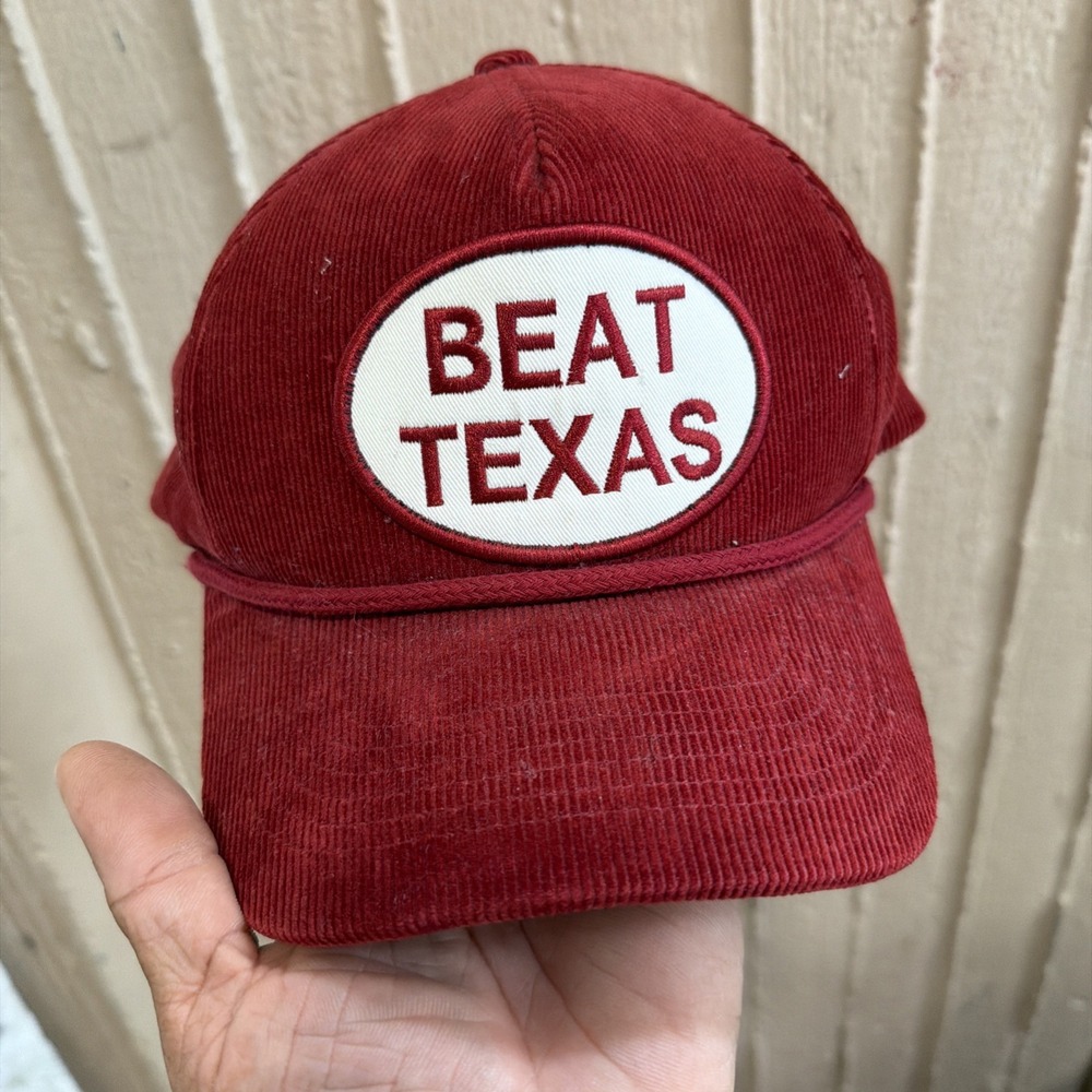 Oklahoma Sooners Hat Beat Texas Red Cordory Embroidered Top Of The World Adju
